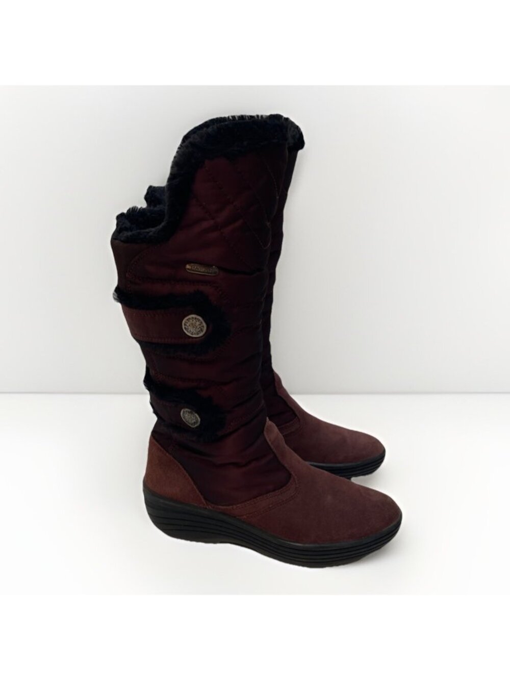 Pajar Chloe Burgundy Red Suede Zipper Mid Calf City Boots Women Sz 38 Chic